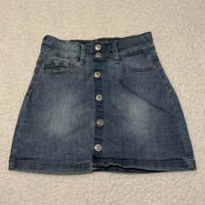 Jessica Simpson Girl’s Blue Denim  Skirt Mid Rise Button Front Pockets 8 Girls' Jeans / Denim Skirt price