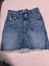 Old Navy Girls Blue Solid Denim Skirt XL (14-16) Short Button Belt Loops Girls' Jeans / Denim Skirt price