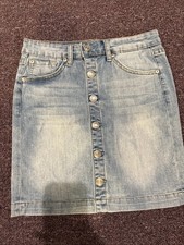 7 FOR ALL MANKIND GIRLS JEAN BUTTON SKIRT - Light Blue Wash Size 10 Girls' Jeans / Denim Skirt price