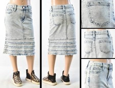 Little Girls Stretch Denim Skirt calf length snow wash ruffle #RK-79475 Girls' Jeans / Denim Skirt price