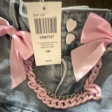 J. Khaki Girls 3 Months Denim Tiered Skirt Hearts Bows Lace Chain Pockets Girls' Jeans / Denim Skirt price