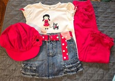 GYMBOREE Girl's outfit lot 3/4 Poppy Love doggie Super cute complete outfit Girls' Jeans / Denim Skirt price
