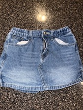 Denim Mini Skirt Girls 9-10 Years Blue Solid Casual Button Closure Pockets Girls' Jeans / Denim Skirt price