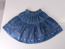 Aunt Stella Denim Skirt Size 6-7 Blue Embroidered Very Good Japan Exclusive Girls' Jeans / Denim Skirt price