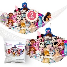 Stuffed Animal Hammock 2 Pack | Corner 2 (L) - 67" x 47" x 47", White Baby Hammock price