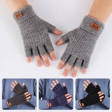 Winter Alpaca Wool Fingerless Gloves Thermal Men Knitted Half Finger Mitten Lot Men's Gloves price