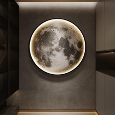 Dimmable LED Moon Wall Art - Modern Black & White Decor with Remote Control LED Wall Art price