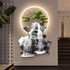 3D LED Oriental Waterfall Wall Art for Living Room & Office Decor, 50x75cm LED Wall Art price