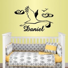 Vinyl Decal Stork Bringing Baby Boy Customized Name Nursery Room Wall Decor 1707 Baby Room Wall Decor price