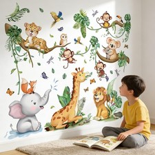Baby Animal Wall Decals for Nursery: Jungle Safari Theme Room Decor with Peel... Baby Room Wall Decor price