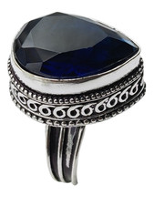 Blue Sapphire Hydro Gemstone Antique Silver Plated Ring US Size-7.75 A1303 Sapphire Ring price