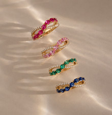 Noor Ring Gold Plated Ruby Pink Sapphire Emerald Blue Sapphire Gemstone jewelry Sapphire Ring price