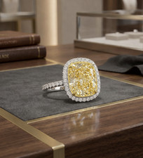 4.10 Ct Cushion Natural Yellow Sapphire & Diamond Engagement Ring 14k White Gold Sapphire Ring price