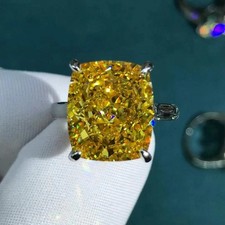 8.00 Ct Cushion Cut Natural Yellow Sapphire Diamond Wedding Ring 14K White Gold Sapphire Ring price