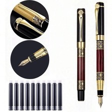 1pc 0.5mm metal nib fountain pen + 10pcs black ink cartridges. A retro, high-end Pen Cartridge & Ink price