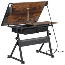 Adjustable Drafting Drawing Table Craft Tiltable Tabletop with Stool & Outlet Drawing Table price