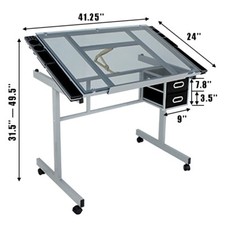 Drafting Table Craft Station with Glass Top Drawing Desk Art Work Station Artist Drawing Table price