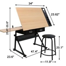 Adjustable Drafting Desk Drawing Table with Stool Arts & Crafts Creative Center Drawing Table price