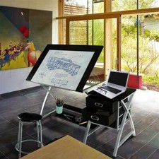 Adjustable Drafting Table Artist Desk Art Craft Drawing Desk w/ Storage & Stool Drawing Table price