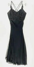 READ! Vintage 90s Flora Nikrooz Black Whimsigoth Lace Appliqué Midi Slip Dress Slip Dress price