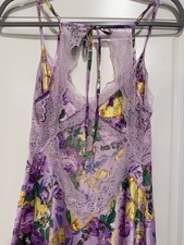 Victorias Secret Slip Dress Lavender Lace Purple Floral Silky Open Back Size S Slip Dress price
