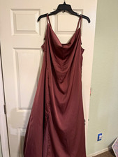 Cider Mauve Satin Cowl Neck Long Slip Dress 2XL Sleeveless Button Straps Slip Dress price