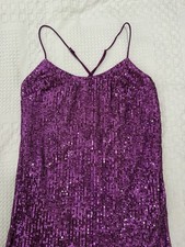 Lulus Purple Sequin V-Neck Side Slit Long Slip Dress Spaghetti Strap Women’s S Slip Dress price