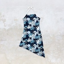 Stunning Y2K asymmetrical halter neck mesh dress with an abstract swirl print Slip Dress price