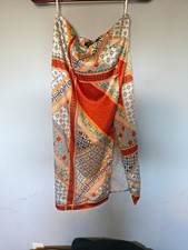 SHEIN Women’s Slip Dress Midi Spaghetti Strap Geometric Orange White Grey M Slip Dress price