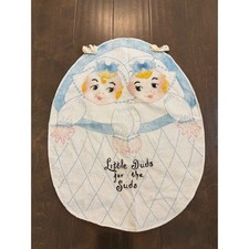 Vtg Baby Laundry Bag Embroider Nursery Wall Hanging 50s Little Duds for the Suds Baby Laundry Bag price
