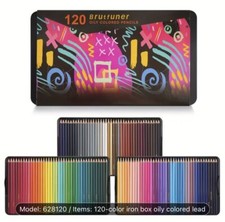 120 Brutfuner oil-base square barrel BARGAIN colored pencils Metal box Ship Incl Colored Pencils price