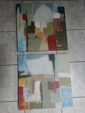 2 ABSTRACT CANVAS PAINTINGS - PASTEL  (UNFRAMED) Signed PIECES AUTHENTIC  LARGE Pastel Paint price