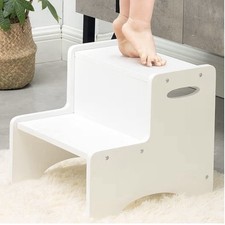 Toddler Wooden 2-Step Stool White Bathroom Kitchen Potty Helper Baby Step Stool price