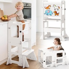 Woodure 4-in-1 Toddler Kitchen Step Stool, Learning Standing Tower with White... Baby Step Stool price