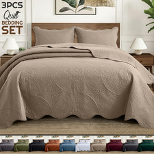 Luxury Bedspread Set 3 Piece Quilted Coverlet Bed Throw Queen King Size Bedding Bedspread & Bedspread Set price