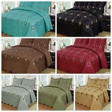 3Pcs Embroidery Quilts Bedspreads Set Bedding Coverlet Set Queen King Size, Emma Bedspread & Bedspread Set price