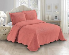 3pc Embossed Coverlet Bedspread Set Oversized Bed Cover Solid Floral Daisy Bedspread & Bedspread Set price