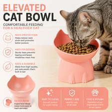 Elevated Cat Bowl Anti-Tip Raised Feeding Dish Neck Protection Pet Bowl 1 PC Dishes price