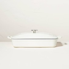 Enamel Coated Casserole/Bakeware Dish with Lid Cream - Hearth & Hand with Dishes price