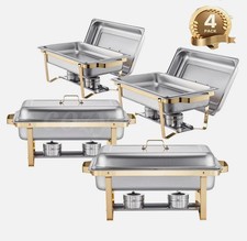 4PC Chafing Dish Buffet Set 9QT Stainless Steel Chafing Dishes Gold Full-Size Dishes price