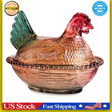 Vintage-Style Glass Hen on Nest Dish with Lid, Colorful Pedestal Candy Bowl Dishes price