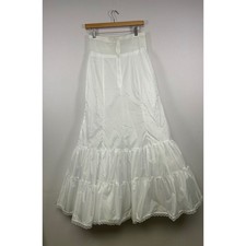 Bridal Wedding Women 12 White Petticoat Slip Tiered Lace Trim Maxi Underskirt Petticoat price