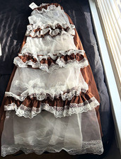 Kutir Brown/White Tulle Lace Trim Petticoat Skirt, Size S (Regular) Petticoat price