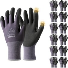6 Pairs Work Gloves MicroFoam Nitrile Coated, 15 Gauge Breathable Nylon with ... Unisex Gloves price