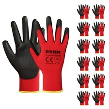 Safety Work Gloves PU Coated-12 Pairs,Red Seamless Knit Glove with Polyuretha... Unisex Gloves price