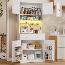 71 Tall Kitchen Pantry Storage Cabinet W Power Outlet & LED Light Freestanding Kitchen Cabinet / Furniture price