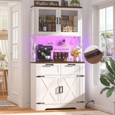 71" Pantry Cabinet with LED Light & Outlet, Tall Kitchen Pantry Storage Cabinet Kitchen Cabinet / Furniture price