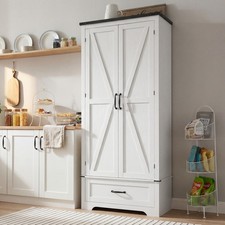 Farmhouse Pantry Cabinet, Kitchen Cabinet, Distressed White Kitchen Cabinet / Furniture price