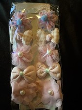 Baby Girls Fabric Hair Clips Set Pink/Beige/Blue Bows Flowers Pearl Gingham Baby Hair Band price