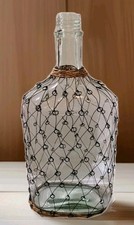 Large Wire & Rattan Wrapped Clear Decorative Glass Bottle 18"x9" Coastal Heavy Decorative Bottle price